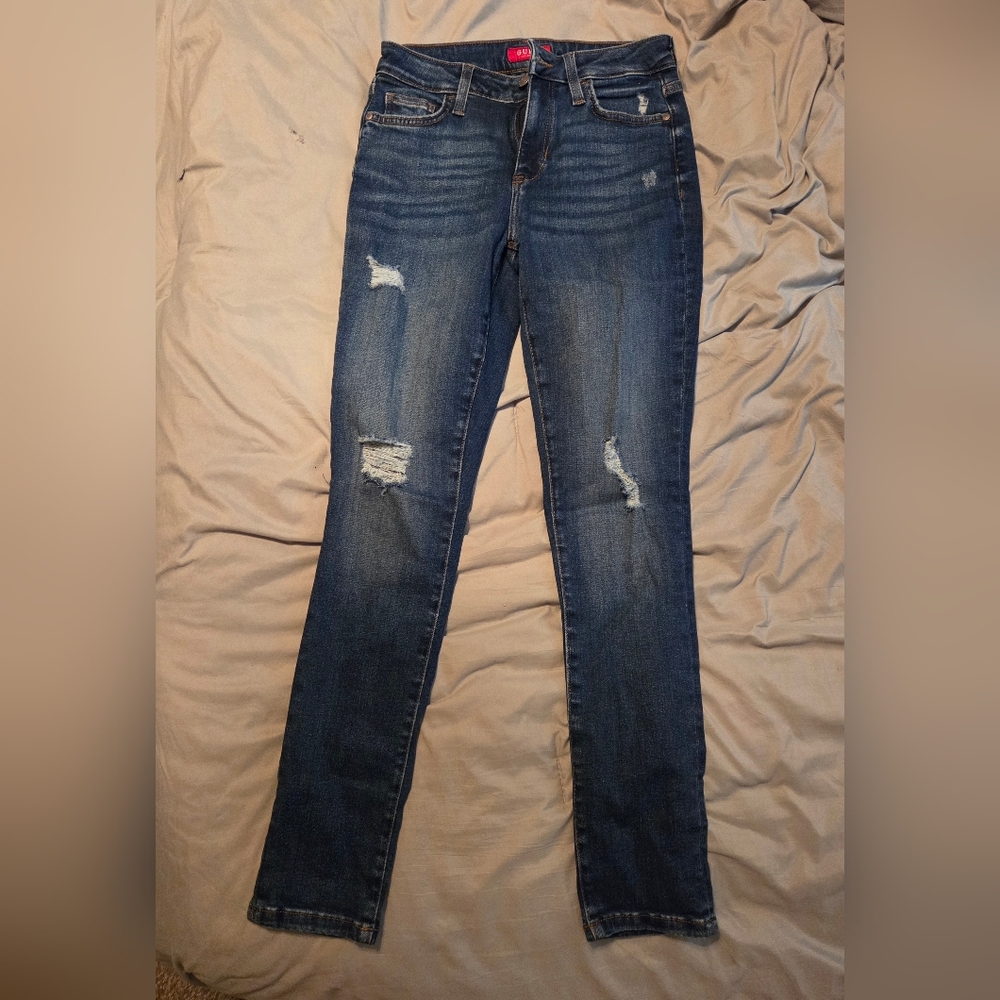 Women's Distressed Blue Jeans